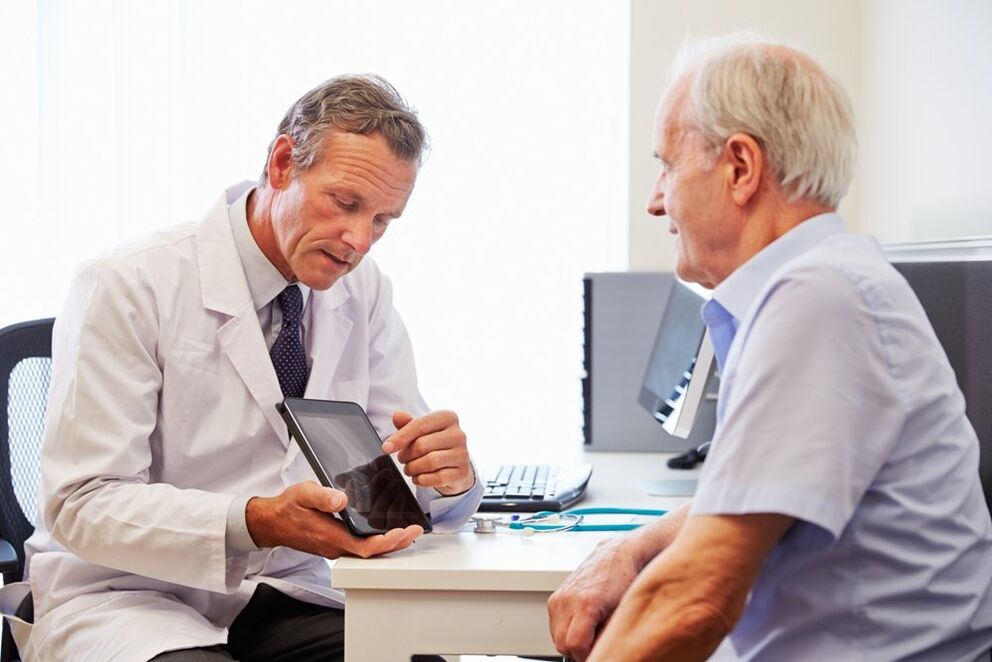 Patient with prostatitis at a doctor's meeting